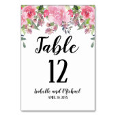 ピンクフローラ結婚水彩表番号カード テーブルナンバー (裏面)