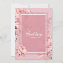 ピンクフローラ結婚牡丹サンキューカード