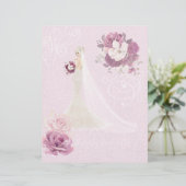 ピンクフローラ結婚花嫁のスクラップブック紙 (スタンド正面)