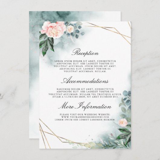 ピンクフローラ結婚詳細情報ゲスト エンクロージャーカード (正面/裏面)