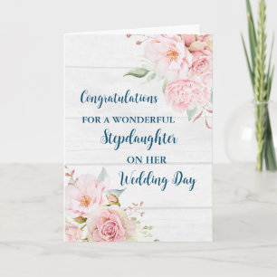 ピンクフローラ継子結婚の祝辞 カード