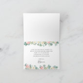 ピンクフローラ緑かわいいコアラ1歳の誕生日ガール サンキューカード (内部)