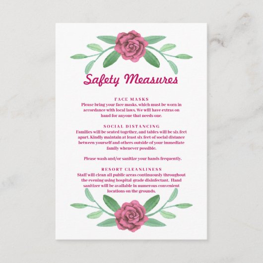 ピンクフローラ緑色葉安全囲いカード エンクロージャーカード (正面)