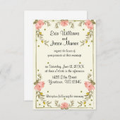 ピンクフローラ縁ど結婚式招待状 招待状 (正面/裏面)