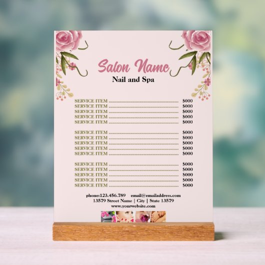 ピンクフローラ美しいネイルサロン価格表メニュー アクリルサイン (ニュートラル)