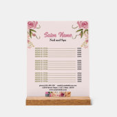 ピンクフローラ美しいネイルサロン価格表メニュー アクリルサイン (正面)