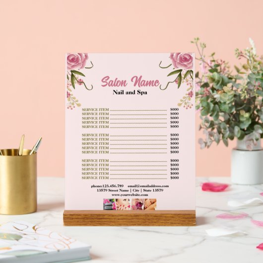 ピンクフローラ美しいネイルサロン価格表メニュー アクリルサイン (ウェディング)