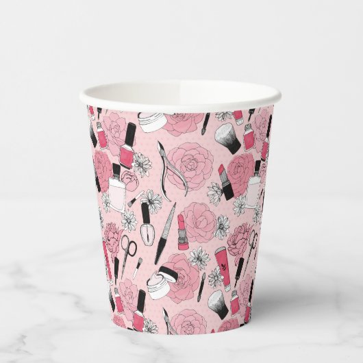 ピンクフローラ美しい製品パターン 紙コップ (左)