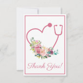 ピンクフローラ聴診器ハートナースありがとう サンキューカード (正面)
