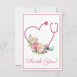 ピンクフローラ聴診器ハートナースありがとう サンキューカード