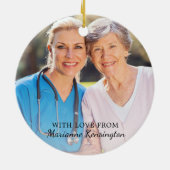 ピンクフローラ聴診器ハートナースサンキュー写真 セラミックオーナメント (裏面)