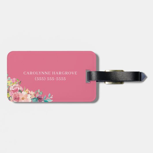 ピンクフローラ聴診器ハートナース ラゲッジタグ (裏面横)