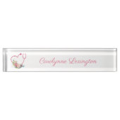 ピンクフローラ聴診器ハート医用ナース医 デスクネームプレート (正面)