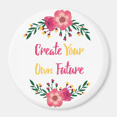 ピンクフローラ自分の未来を創造感動的 マグネット (正面)