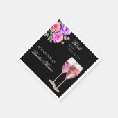 ピンクフローラ花びらとプロセッコブライダルシャワー スタンダードカクテルナプキン (角)