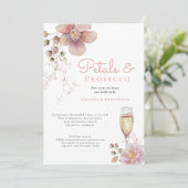 ピンクフローラ花びらとプロセッコブライダルシャワー 招待状 (スタンド正面)