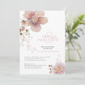 ピンクフローラ花びらとプロセッコブライダルシャワー 招待状 (スタンド正面)
