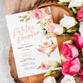 ピンクフローラ花びらとプロセッコブライダルシャワー 招待状