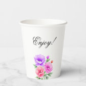 ピンクフローラ花びらとプロセッコブライダルシャワー 紙コップ (裏面)