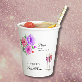 ピンクフローラ花びらとプロセッコブライダルシャワー 紙コップ