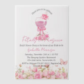 ピンクフローラ花びら&プロセッコブライダルシャワー ベラム紙招待状 (正面)