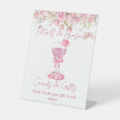 ピンクフローラ花びら&プロセッコブライダルシャワー 台座サイン (正面)