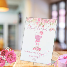 ピンクフローラ花びら&プロセッコブライダルシャワー 台座サイン