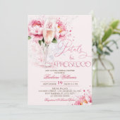 ピンクフローラ花びら&プロセッコブライダルシャワー 招待状 (スタンド正面)