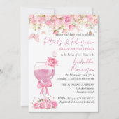 ピンクフローラ花びら&プロセッコブライダルシャワー 招待状 (正面)
