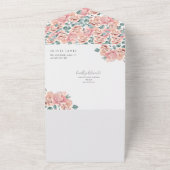 ピンクフローラ花びら&プロセッコ夏ブライダルシャワー オールインワン招待状 (外側)