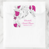 ピンクフローラ花ブライダルシャワーお気に入りステッカー スクエアシール (バッグ)