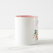 ピンクフローラ花嫁パーソナライズされた婦 ツートーンマグカップ (中央)