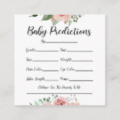 ピンクフローラ花赤ちゃんシャワー予測カード エンクロージャーカード (正面)