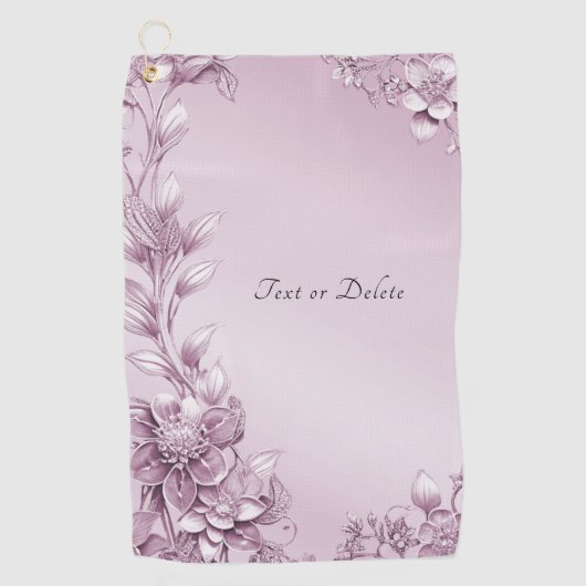 ピンクフローラ葉ゴルフタオル ゴルフタオル (正面)