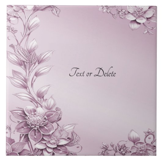 ピンクフローラ葉セラミックタイル タイル (正面)