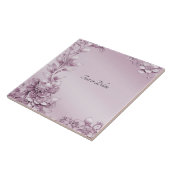 ピンクフローラ葉セラミックタイル タイル (側面)