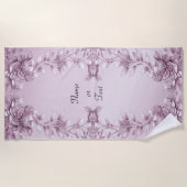 ピンクフローラ葉ビーチタオル ビーチタオル (正面)