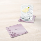 ピンクフローラ葉紙コースター スクエアペーパーコースター (インサイチュ)