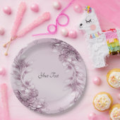 ピンクフローラ葉紙プレート ペーパープレート (パーティー)