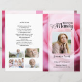 ピンクフローラ葬儀プログラムテンプレート (正面/裏面)