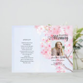 ピンクフローラ葬儀プログラムテンプレート (スタンド正面)