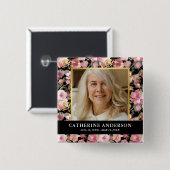 ピンクフローラ葬儀記念撮影ボタン 缶バッジ (正面&裏面)