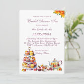 ピンクフローラ薄紫お洒落ティーブライダルシャワー 招待状 (スタンド正面)