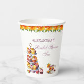 ピンクフローラ薄紫ティーパーティーブライダルシャワー紙Cu 紙コップ (正面)