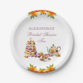 ピンクフローラ薄紫ティーパーティーブライダルシャワー紙Pl ペーパープレート (正面)