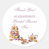 ピンクフローラ薄紫ティーパーティーブライダルシャワーCl ラウンドシール (正面)