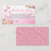ピンクフローラ蝶の赤ちゃんシャワーブックベビー エンクロージャーカード (正面/裏面)