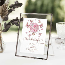 ピンクフローラ蝶ガールベビーシャワー