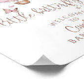 ピンクフローラ蝶ガールベビーシャワー ポスター (角)