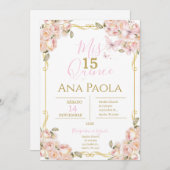 ピンクフローラ蝶キンセアニラ招待状 招待状 (正面/裏面)